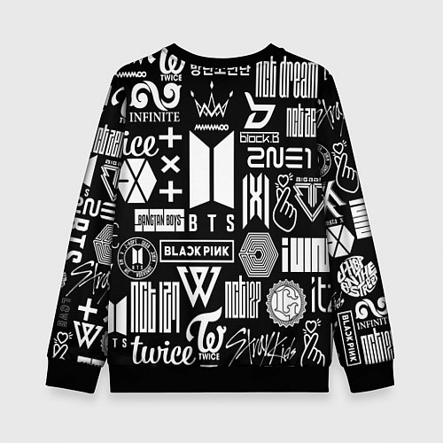 Детский свитшот Ateez black and white / 3D-Черный – фото 2