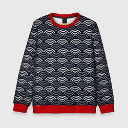 Свитшот детский Японский синий паттерн, цвет: 3D-красный
