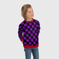 Свитшот детский Фиолетовый черный узор Шахматка, цвет: 3D-красный — фото 2