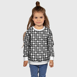 Свитшот детский Черно-белый геометрический мелкий узор, цвет: 3D-белый — фото 2