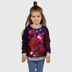 Свитшот детский Розы с огоньками, цвет: 3D-меланж — фото 2