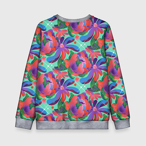 Детский свитшот Цветочный паттерн арт / 3D-Меланж – фото 2