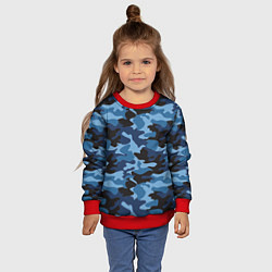 Свитшот детский Сине-черный камуфляж, цвет: 3D-красный — фото 2