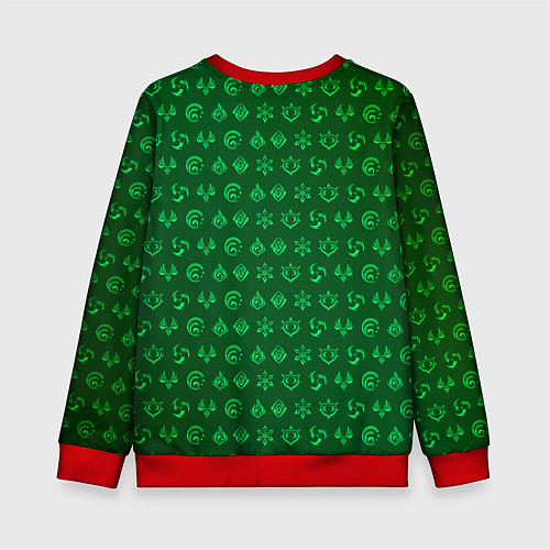 Детский свитшот Паттерн элементали под дендро / 3D-Красный – фото 2