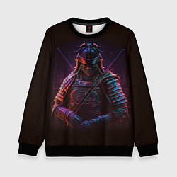 Свитшот детский Самурай - неоновые брызги, цвет: 3D-черный