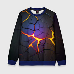 Свитшот детский Неоновые трещины - лава, цвет: 3D-синий