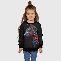 Свитшот детский Разноцветная зебра на темном фоне, цвет: 3D-черный — фото 2