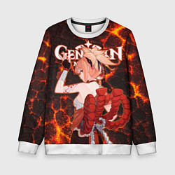 Свитшот детский Ёимия на фоне раскаленной лавы, цвет: 3D-белый