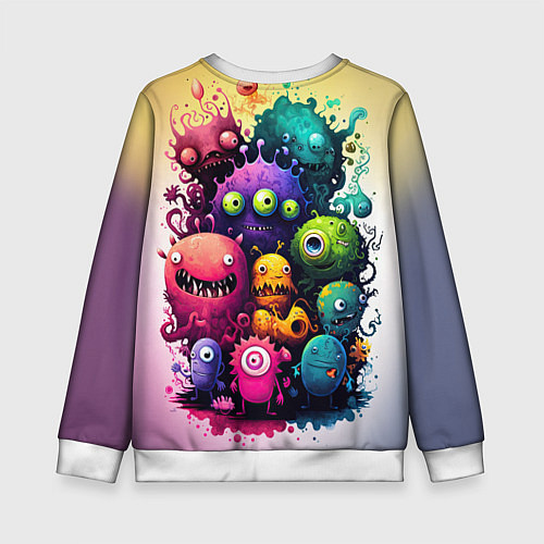 Детский свитшот Веселые монстры из краски / 3D-Белый – фото 2