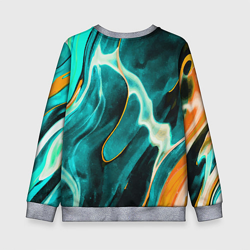 Детский свитшот Жидкая краска - голубые разводы / 3D-Меланж – фото 2