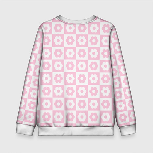 Детский свитшот Pink flower checkers / 3D-Белый – фото 2