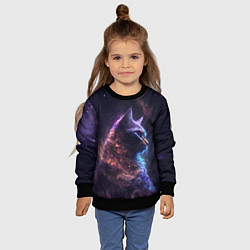 Свитшот детский Кошка в космосе туманность, цвет: 3D-черный — фото 2