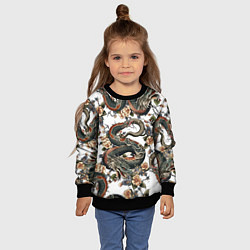 Свитшот детский Тату японский дракон, цвет: 3D-черный — фото 2