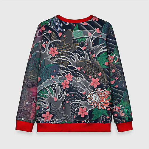 Детский свитшот Irazumi devil и волны / 3D-Красный – фото 2