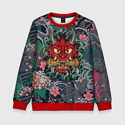 Свитшот детский Irazumi devil и волны, цвет: 3D-красный