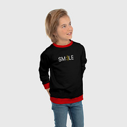 Свитшот детский Надпись smile, цвет: 3D-красный — фото 2