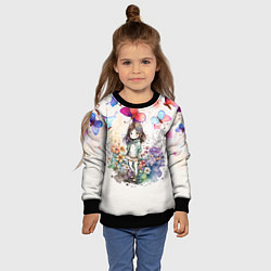 Свитшот детский Девочка среди цветов, цвет: 3D-черный — фото 2