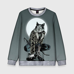 Детский свитшот Кот самурай в ночи