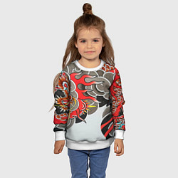 Свитшот детский Иредзуми: дракон в дыму, цвет: 3D-белый — фото 2