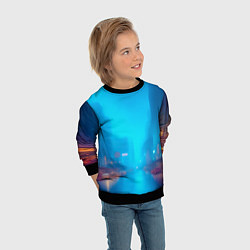 Свитшот детский Улица мегаполиса-арт, цвет: 3D-черный — фото 2