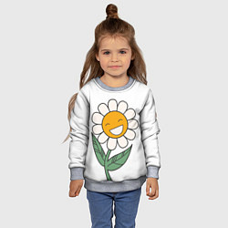 Свитшот детский Весёлый цветок ромашка, цвет: 3D-меланж — фото 2