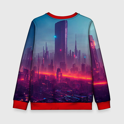 Детский свитшот Город ночной и неоновый / 3D-Красный – фото 2