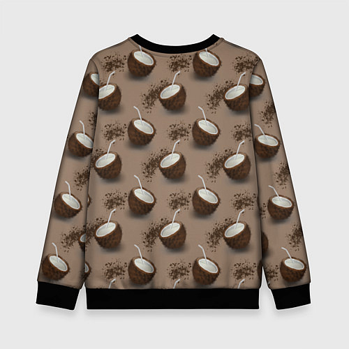 Детский свитшот Кокос и шоколад - паттерн / 3D-Черный – фото 2