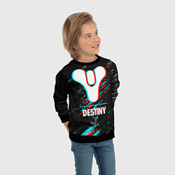 Свитшот детский Destiny в стиле glitch и баги графики на темном фо, цвет: 3D-черный — фото 2