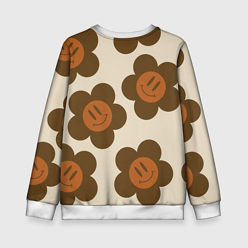 Детский свитшот Цветочки-смайлики ретро / 3D-Белый – фото 2