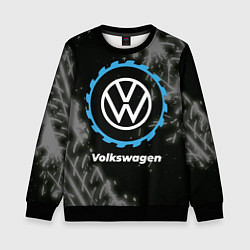 Свитшот детский Volkswagen в стиле Top Gear со следами шин на фоне, цвет: 3D-черный