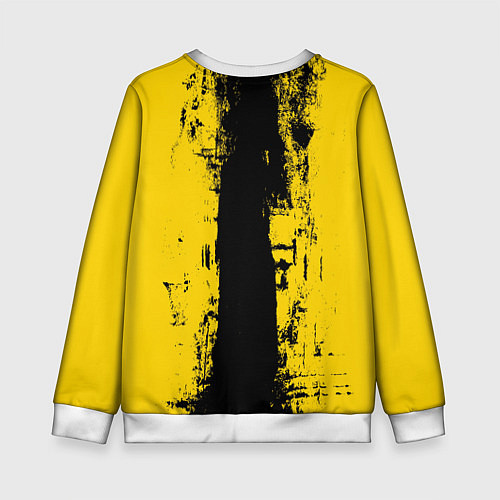 Детский свитшот Вертикальная черно-желтая полоса Cyberpunk 2077 / 3D-Белый – фото 2