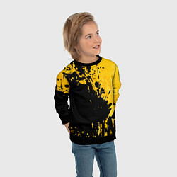 Свитшот детский Пятна черной краски на желтом фоне, цвет: 3D-черный — фото 2