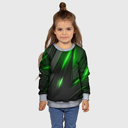 Свитшот детский Черные пластины с зеленым свечением, цвет: 3D-меланж — фото 2