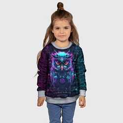 Свитшот детский Сова в стиле киберпанк, цвет: 3D-меланж — фото 2