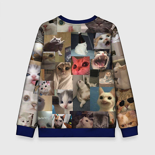 Детский свитшот Мемные котики / 3D-Синий – фото 2