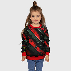 Свитшот детский Черные плашки на красном фоне, цвет: 3D-красный — фото 2