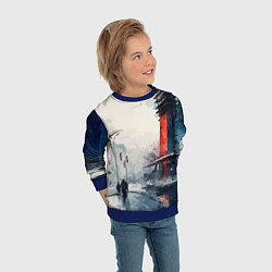 Свитшот детский Наш город - коллекция Бело-сине-красный - Хуф и Ся, цвет: 3D-синий — фото 2