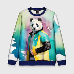 Детский свитшот Прикольный панда в модной куртке