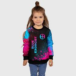 Свитшот детский Blue Exorcist - neon gradient: надпись, символ, цвет: 3D-черный — фото 2