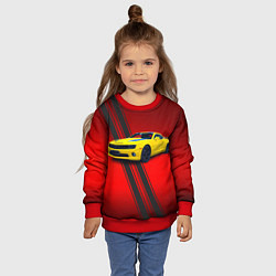 Свитшот детский Спортивный американский автомобиль Chevrolet Camar, цвет: 3D-красный — фото 2