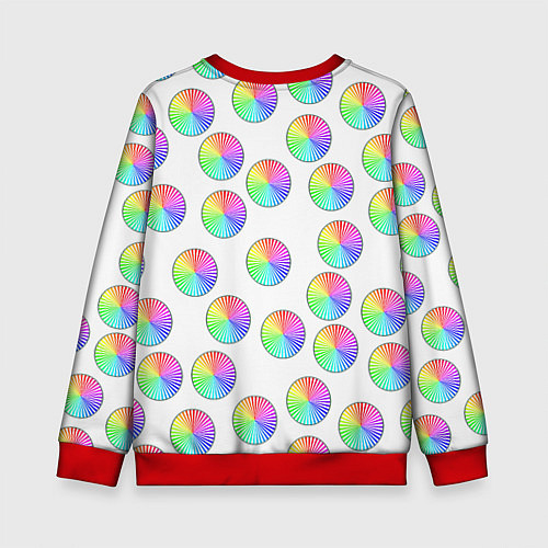Детский свитшот Круги с линиями, спектр / 3D-Красный – фото 2