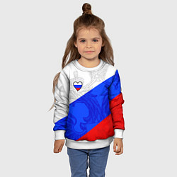 Свитшот детский Сердечко - Россия, цвет: 3D-белый — фото 2
