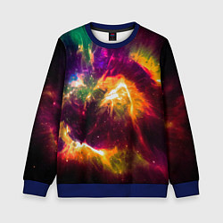 Свитшот детский Небула в космосе разноцветная - нейронная сеть, цвет: 3D-синий