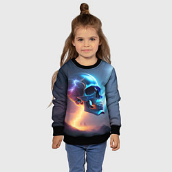 Свитшот детский Стальной череп с молниями, цвет: 3D-черный — фото 2