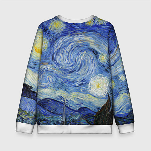 Детский свитшот Кот Бегемот на примусе в Звездной ночи / 3D-Белый – фото 2
