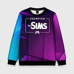 Свитшот детский The Sims gaming champion: рамка с лого и джойстико, цвет: 3D-черный
