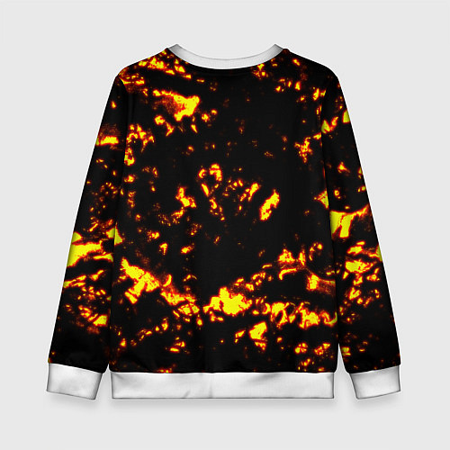 Детский свитшот Chicken Gun на фоне огня / 3D-Белый – фото 2