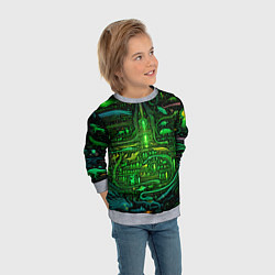 Свитшот детский Психоделика в зеленом - нейронная сеть, цвет: 3D-меланж — фото 2