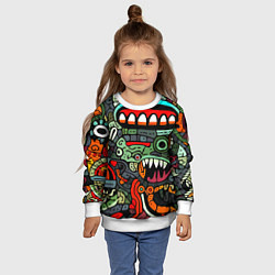 Свитшот детский Монстры в зеленом и оранжевом - нейросеть, цвет: 3D-белый — фото 2