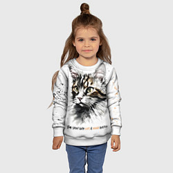 Свитшот детский Время с кошкой никогда не потрачено зря, цвет: 3D-белый — фото 2